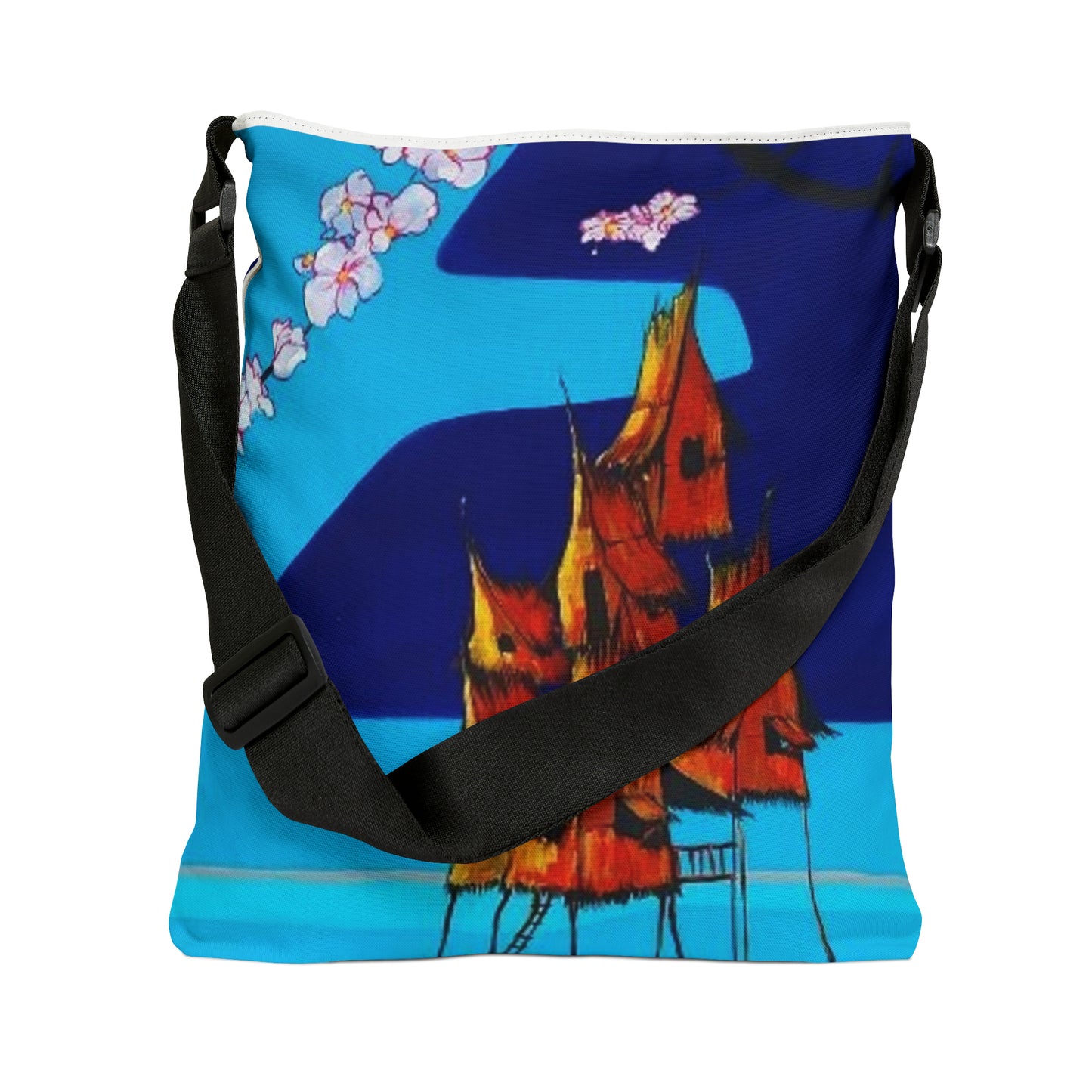 Cherry Blossoms & Bahay Kubo Adjustable Tote: Functional Elegance
