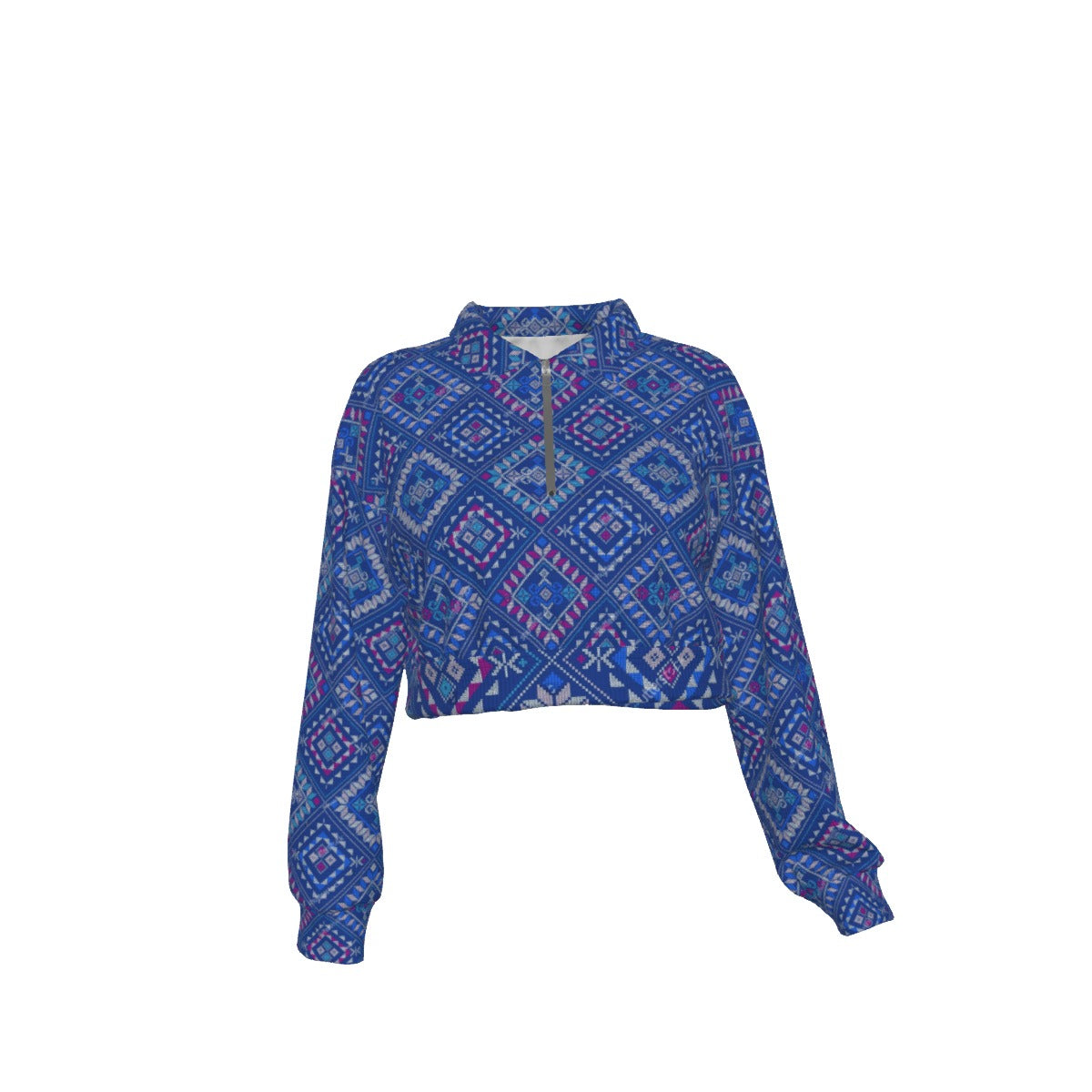 Weave the Way Half-Zip Cropped Pullover (Indigo Dreams Edition)