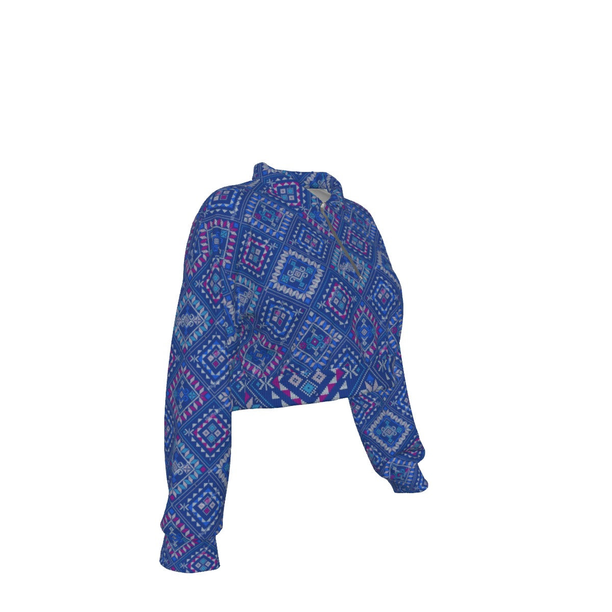 Weave the Way Half-Zip Cropped Pullover (Indigo Dreams Edition)