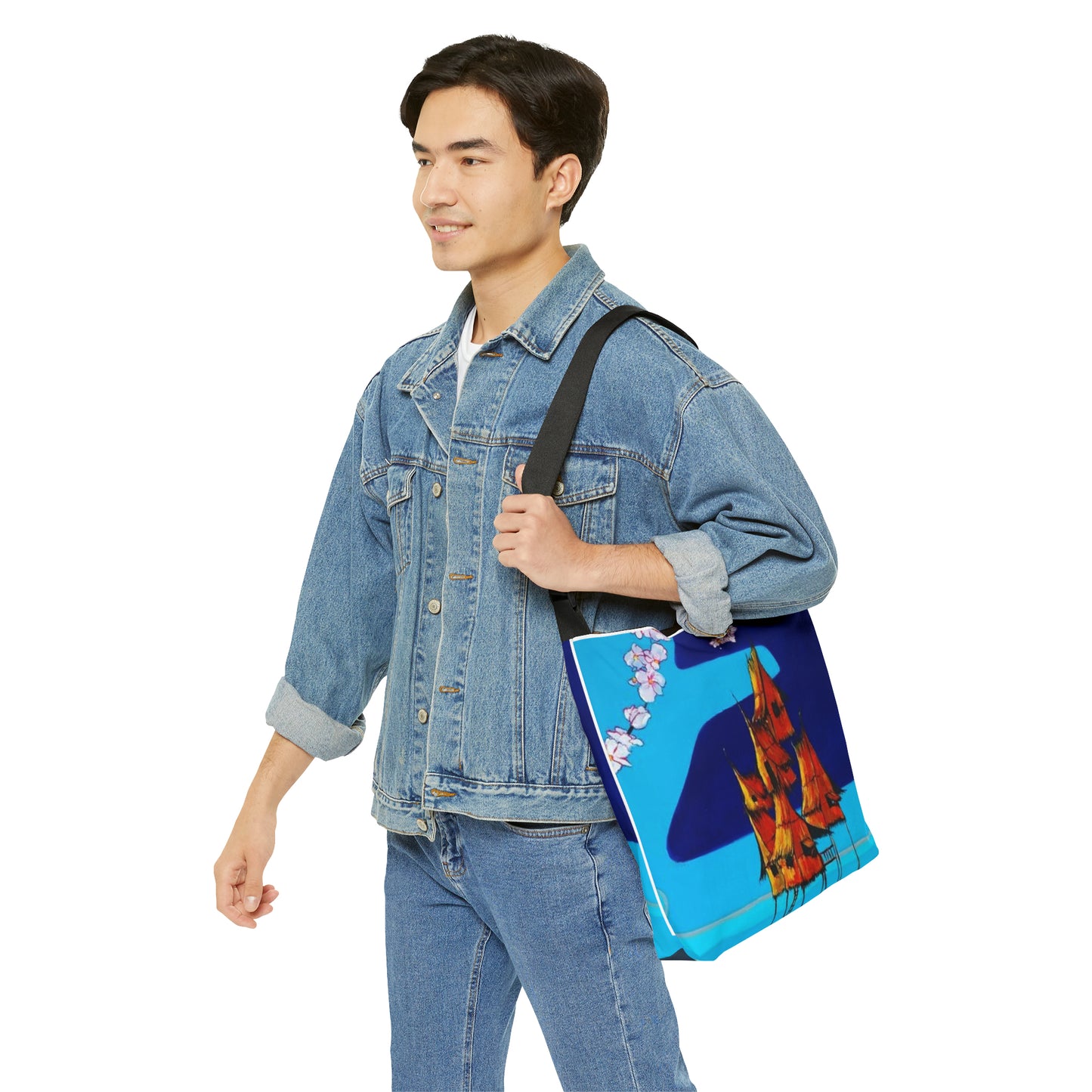 Cherry Blossoms & Bahay Kubo Adjustable Tote: Functional Elegance