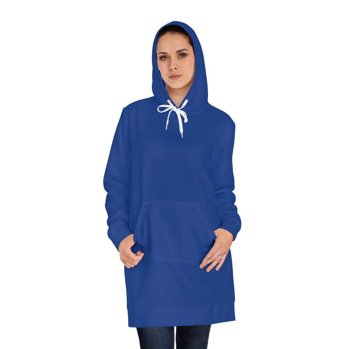 Blue Brown Skin Ladies Hoodie Dress