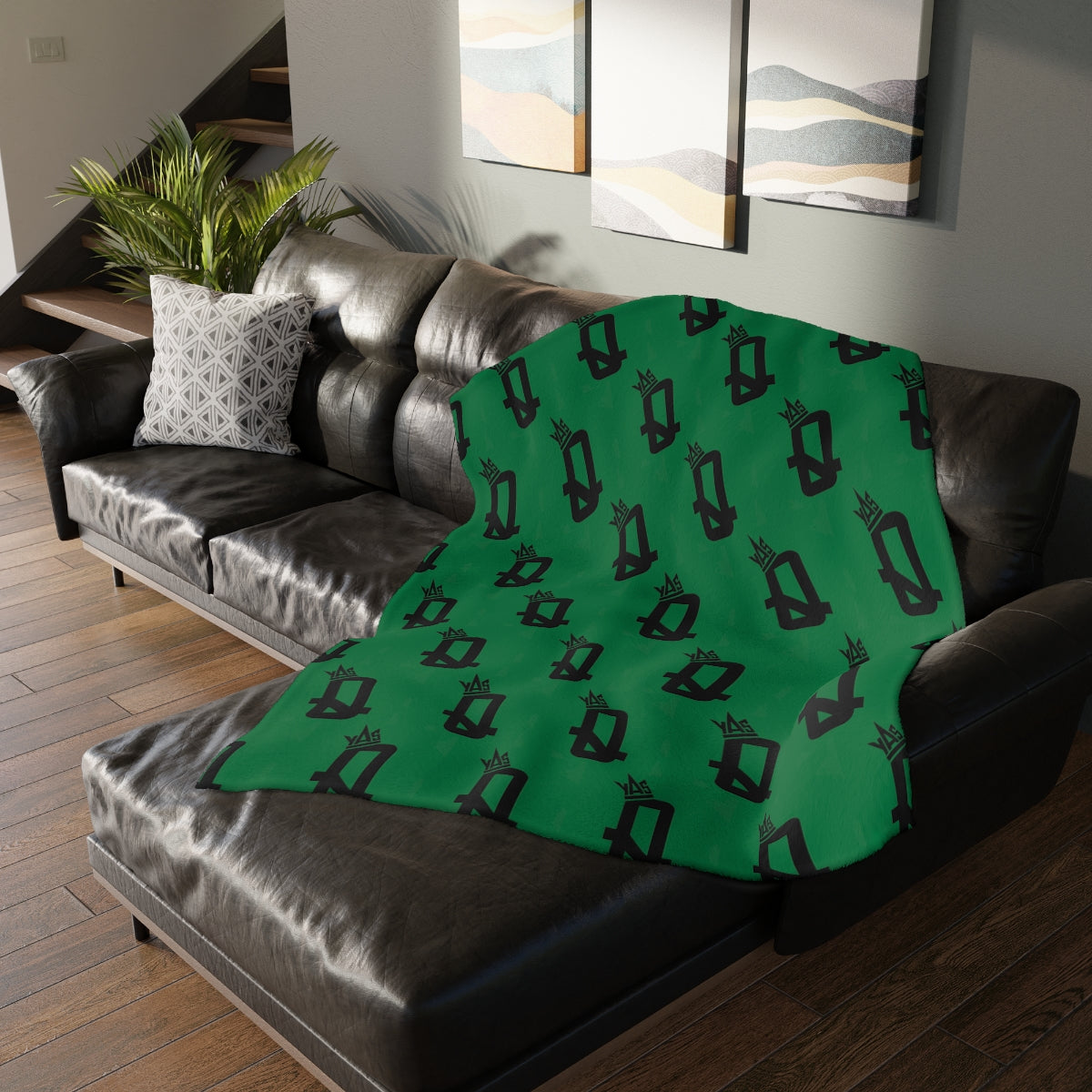 Green Proud Queen Velveteen Minky Blanket (Two-sided print)