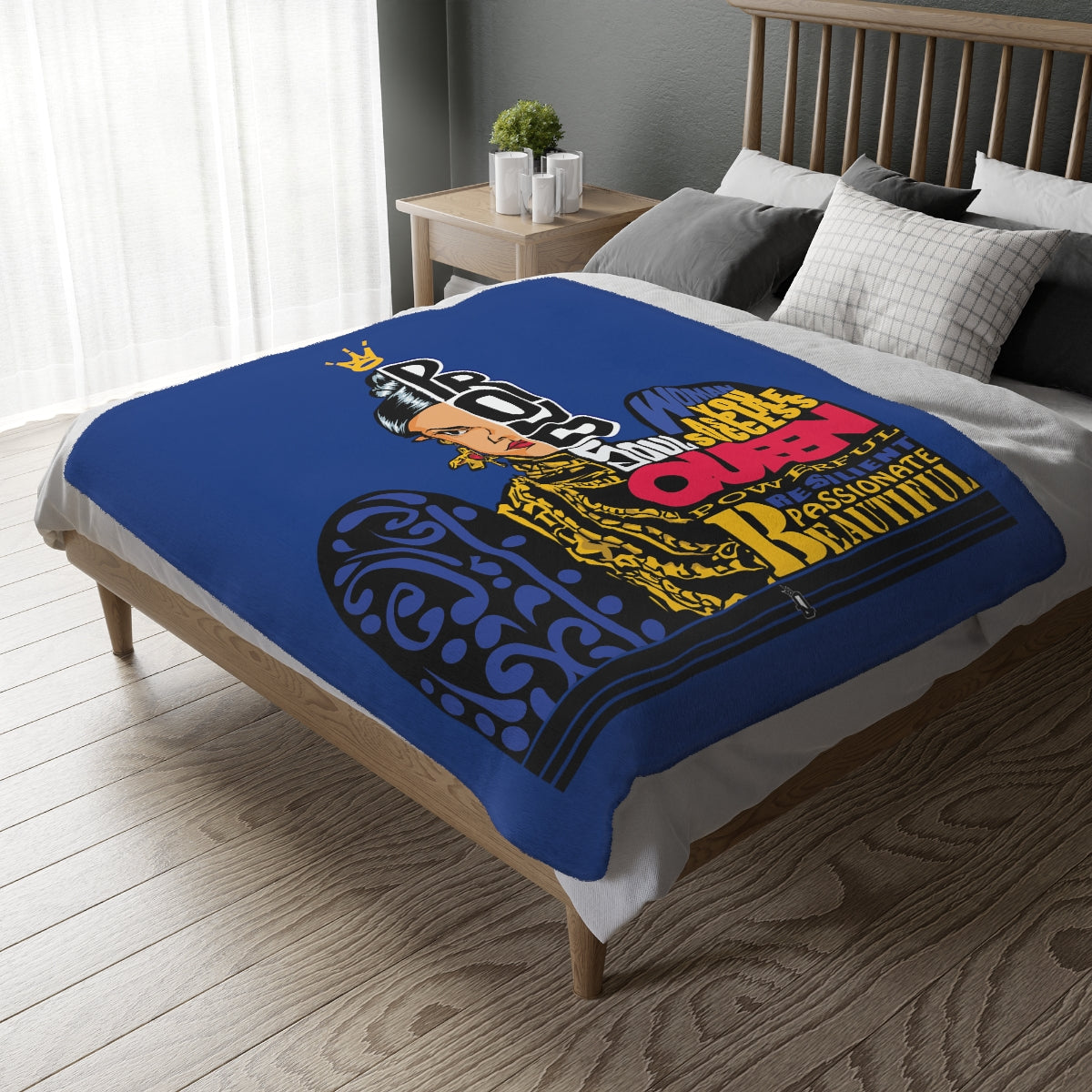 Blue Proud Queen Velveteen Minky Blanket (Two-sided print)
