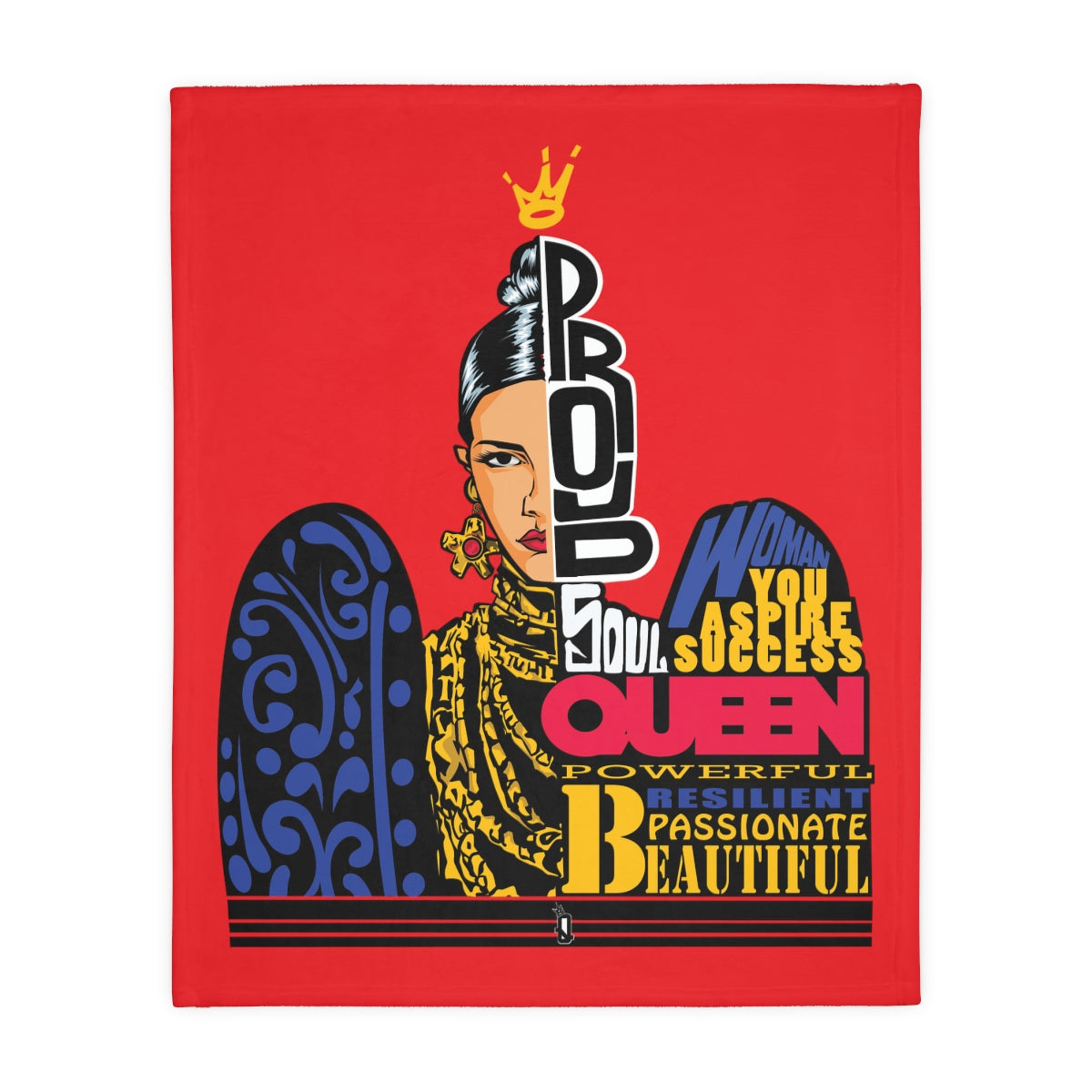 Red Proud Queen Velveteen Minky Blanket (Two-sided print)