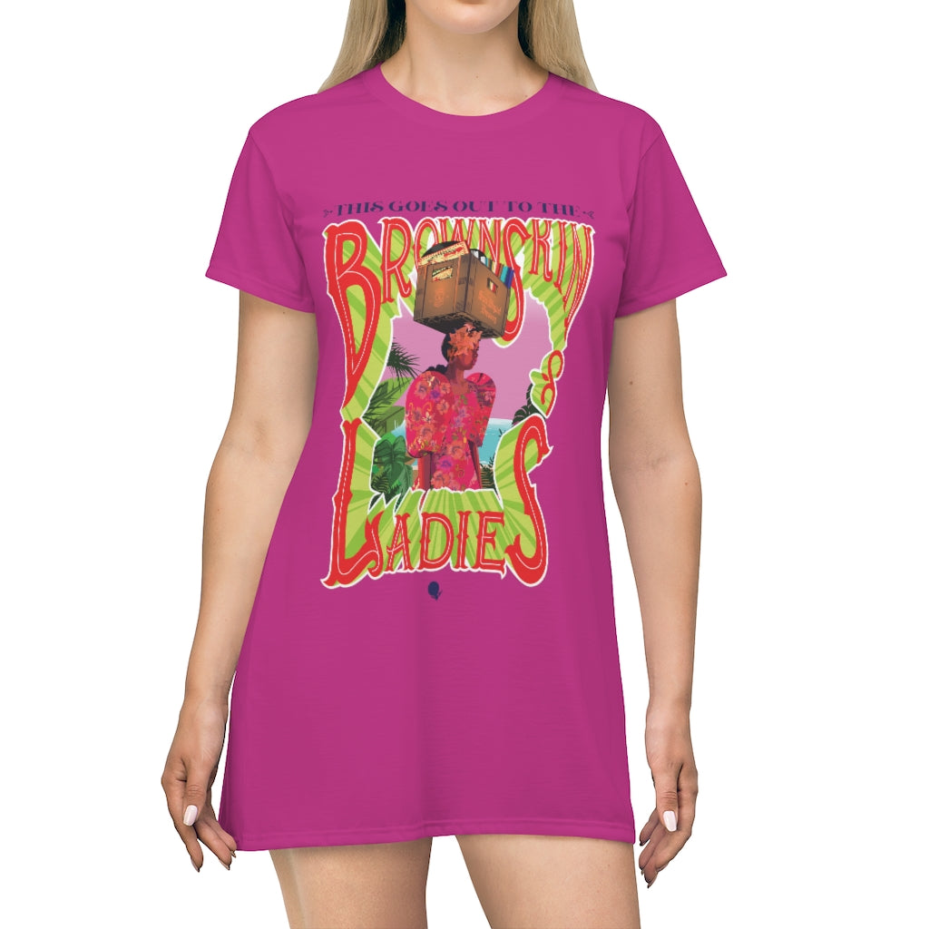 Brown Skin Ladies (Pink) T-Shirt Dress