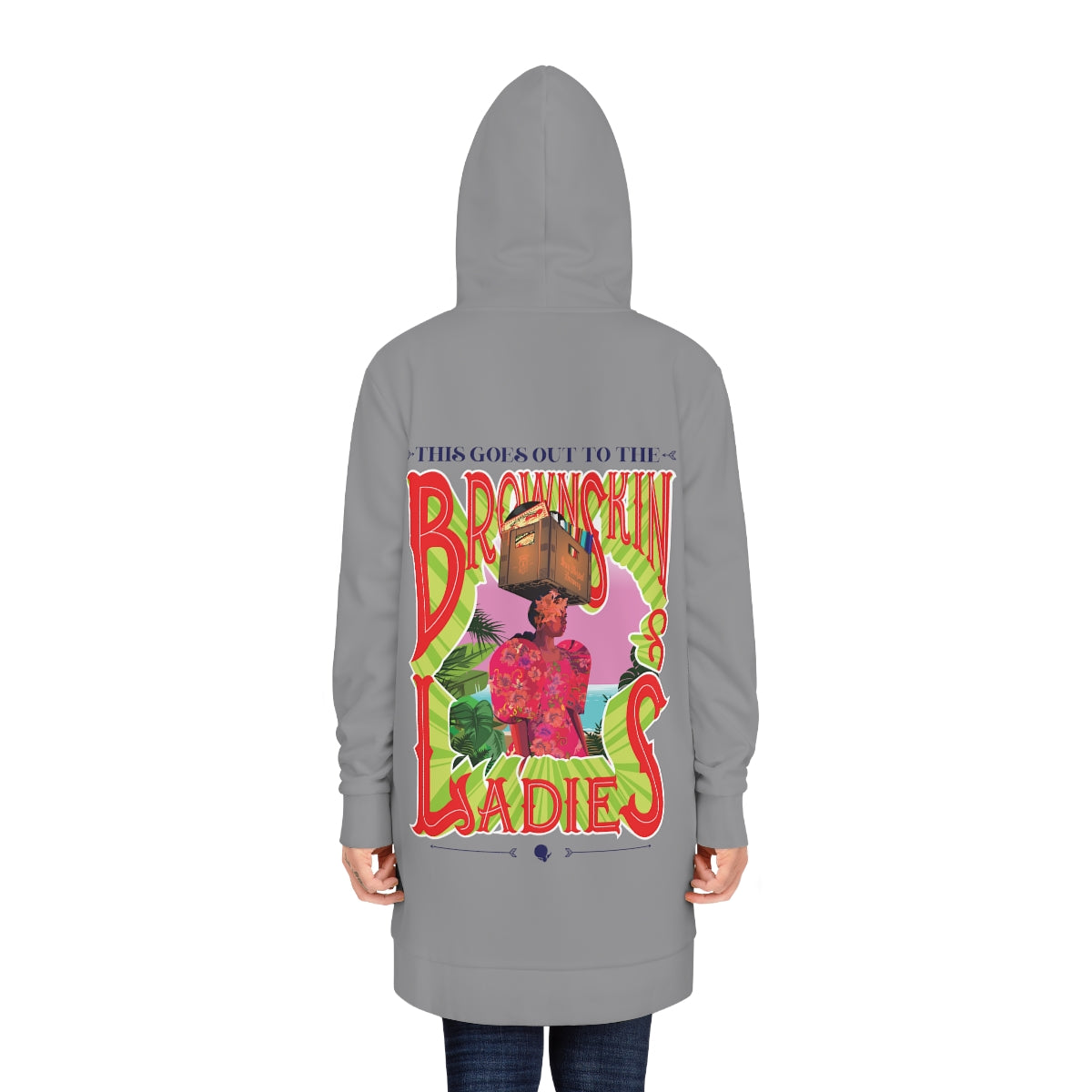 Gray Brown Skin Ladies Hoodie Dress