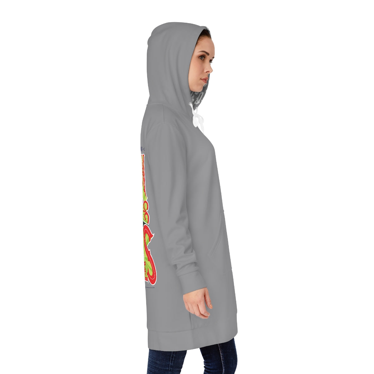 Gray Brown Skin Ladies Hoodie Dress