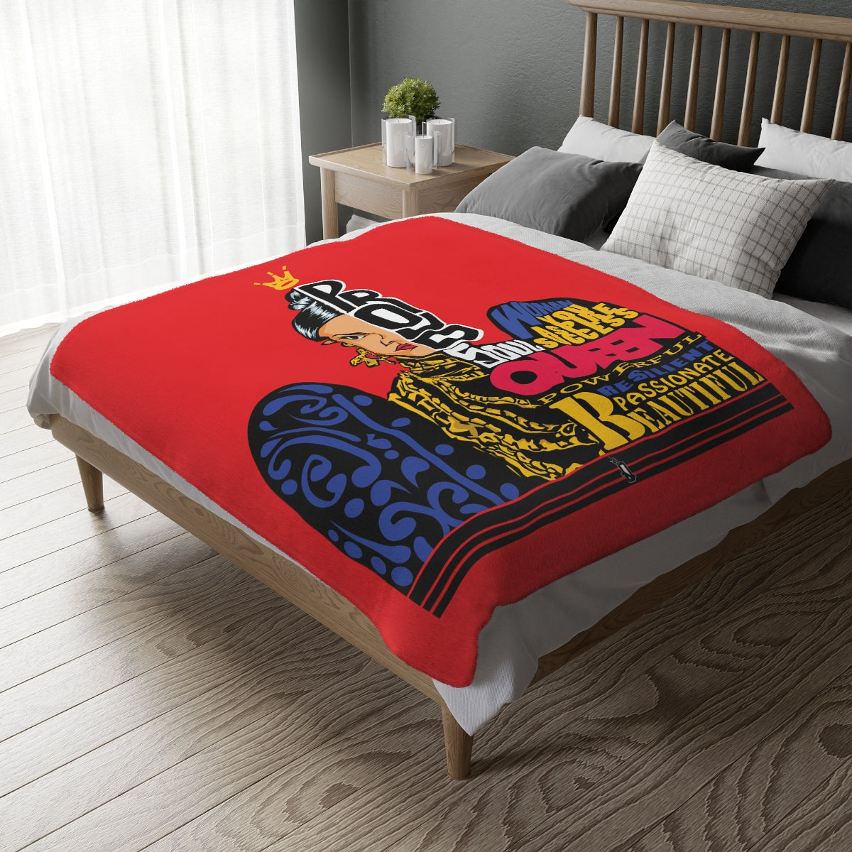 Red Proud Queen Velveteen Minky Blanket (Two-sided print)
