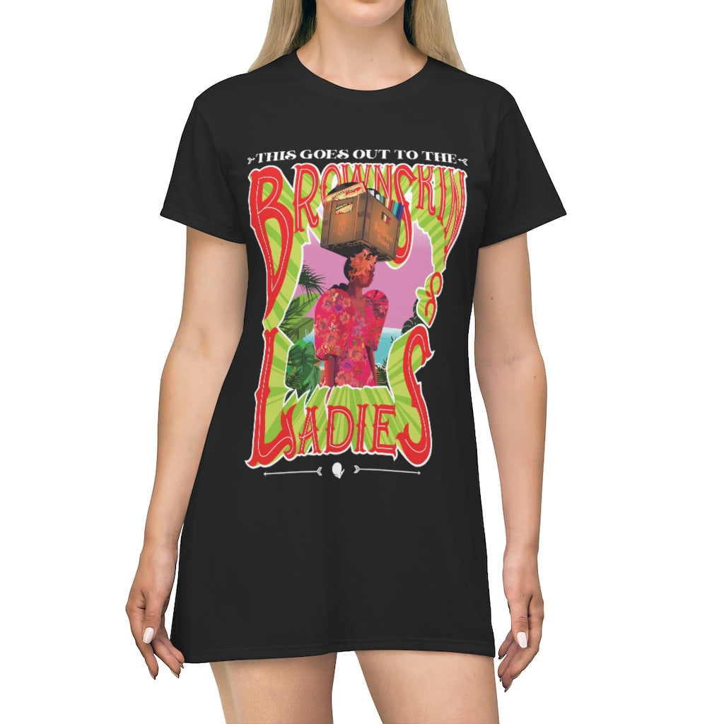 Brown Skin Ladies (Black) T-Shirt Dress