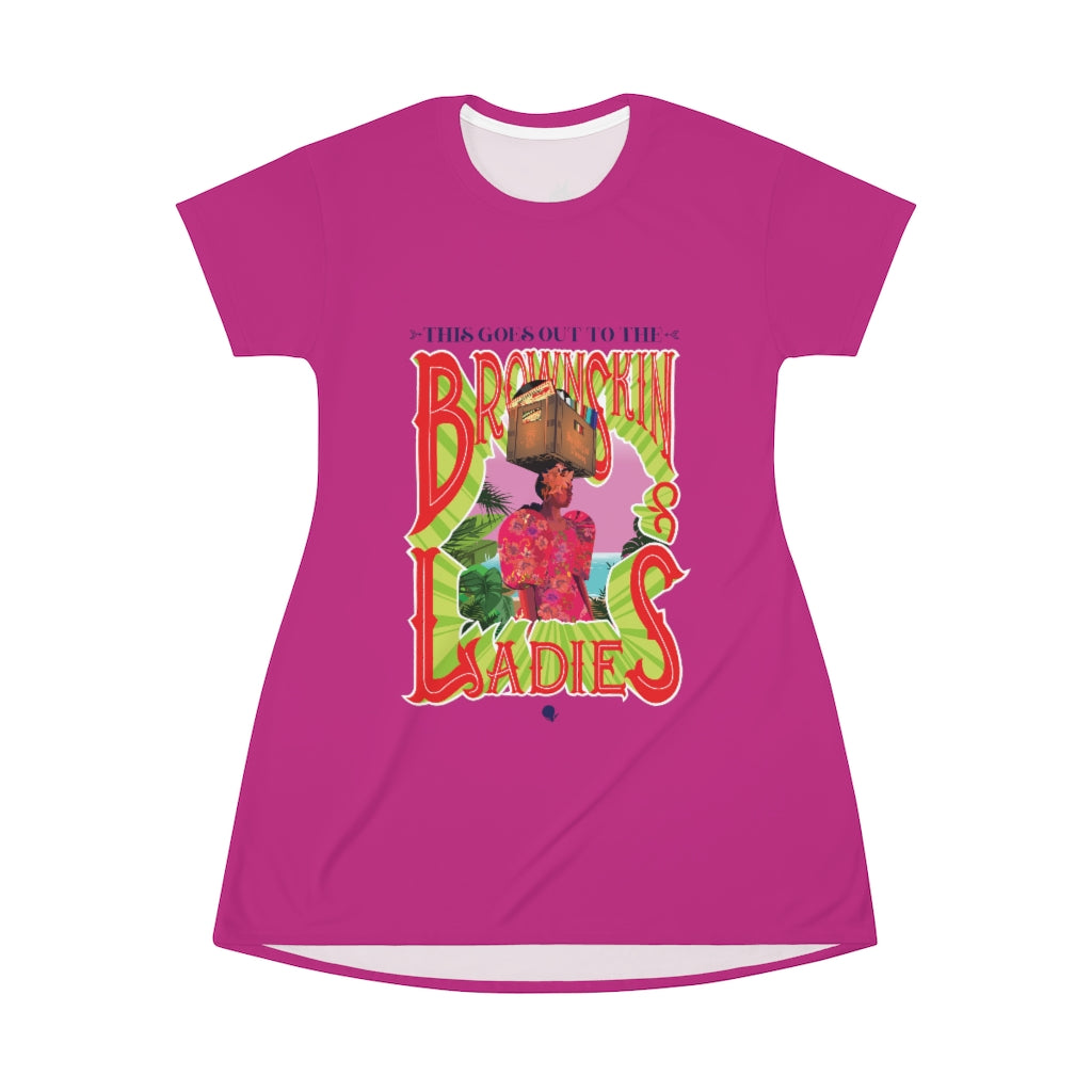 Brown Skin Ladies (Pink) T-Shirt Dress