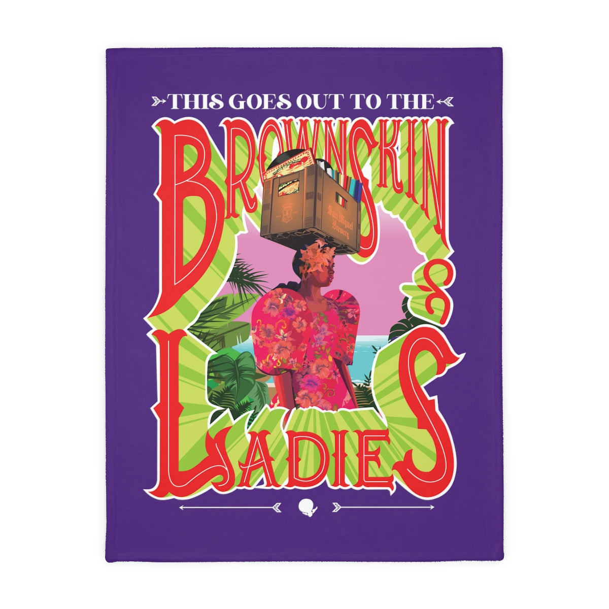 Purple Brown Skin Ladies Velveteen Minky Blanket (Two-sided print)