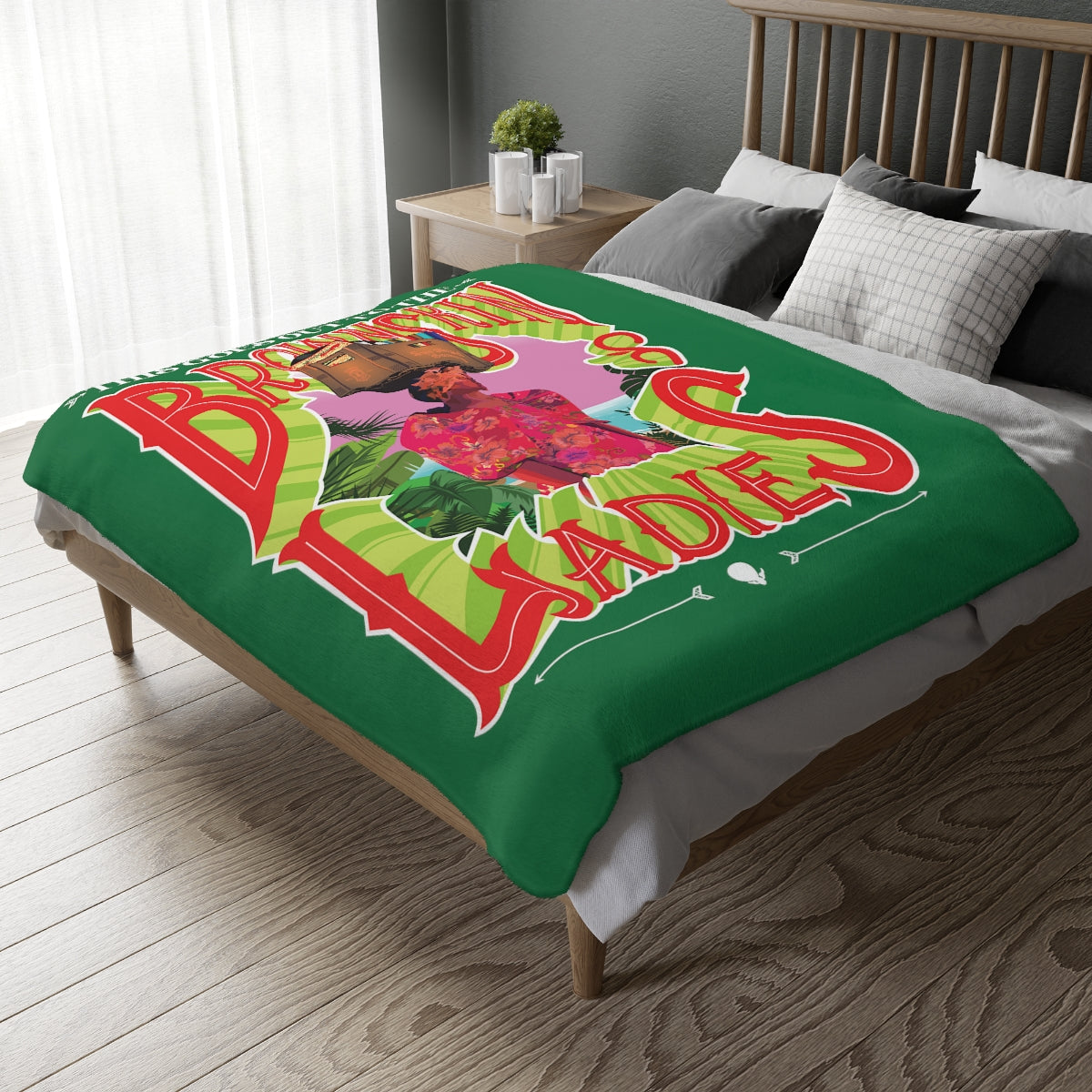 Green Brown Skin Ladies Velveteen Minky Blanket (Two-sided print)