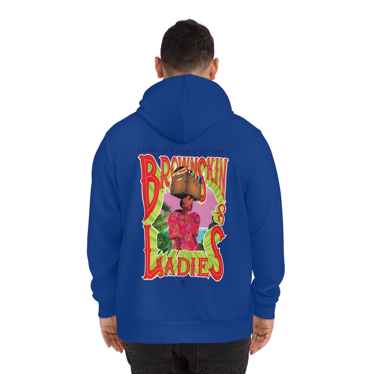 Brown Skin Ladies Blue Pullover Hoodie