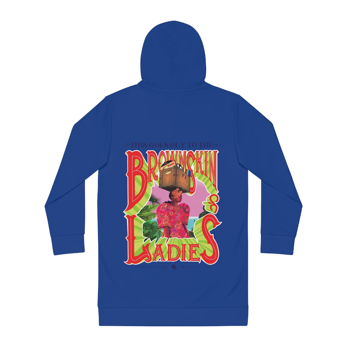 Blue Brown Skin Ladies Hoodie Dress