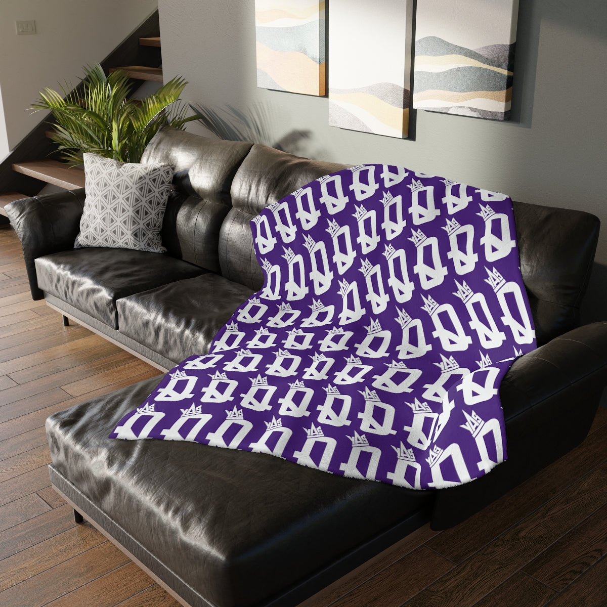 Purple Brown Skin Ladies Velveteen Minky Blanket (Two-sided print)