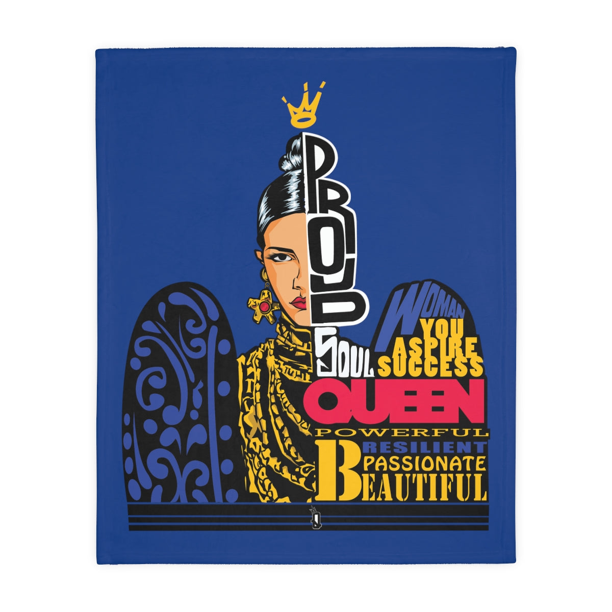 Blue Proud Queen Velveteen Minky Blanket (Two-sided print)