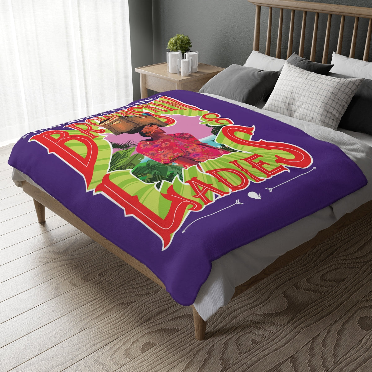 Purple Brown Skin Ladies Velveteen Minky Blanket (Two-sided print)