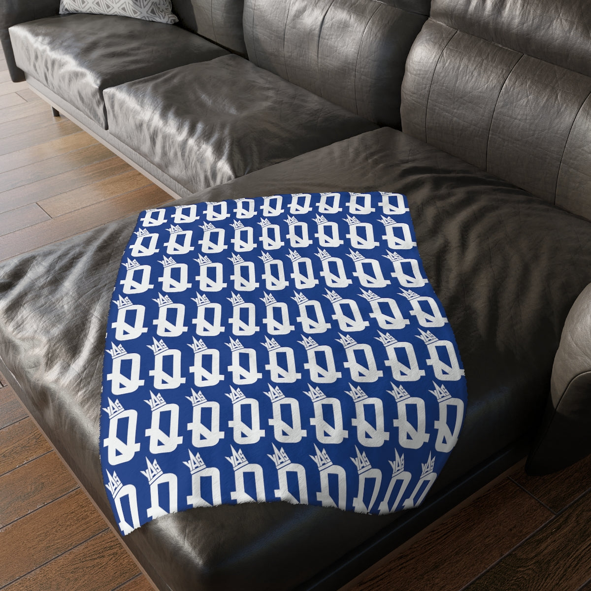 Blue Brown Skin Ladies Velveteen Minky Blanket (Two-sided print)