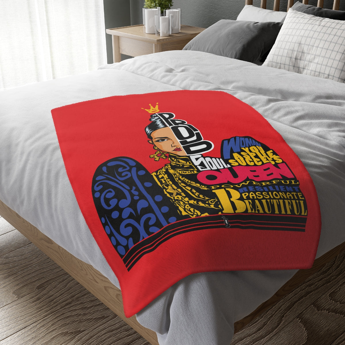 Red Proud Queen Velveteen Minky Blanket (Two-sided print)
