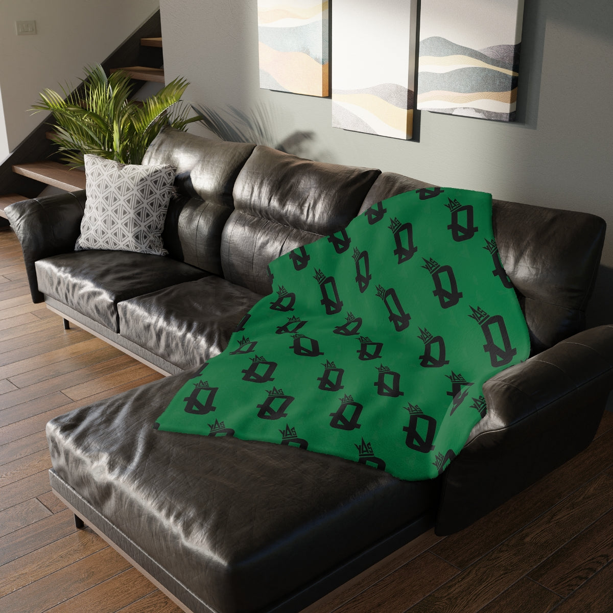 Green Proud Queen Velveteen Minky Blanket (Two-sided print)