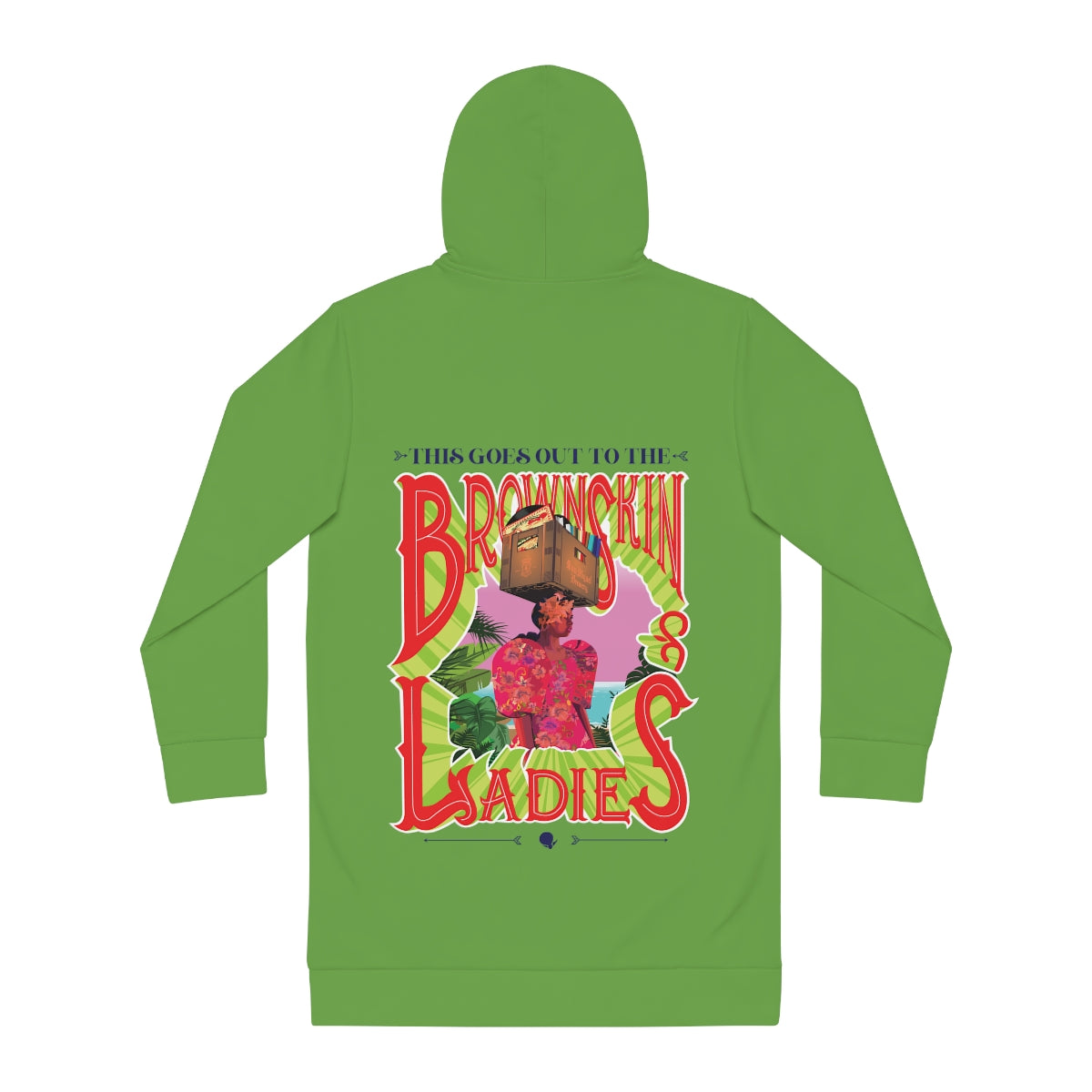 Green Brown Skin Ladies Hoodie Dress