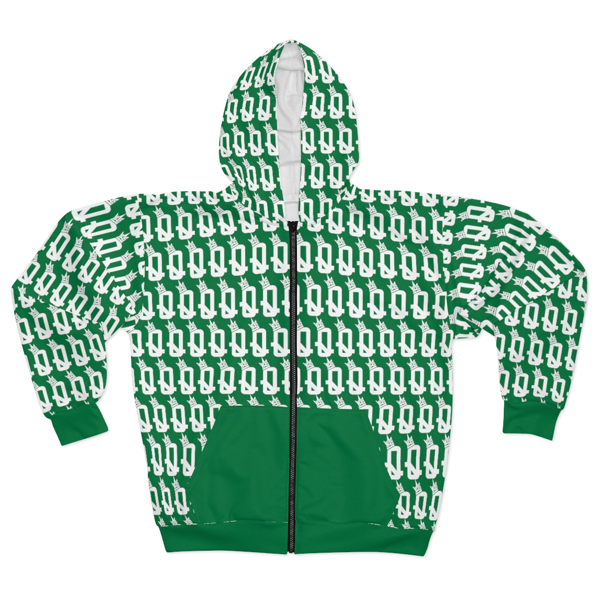 Still I Rise 'Peaches' (Green) all over Q's Unisex Zip Hoodie