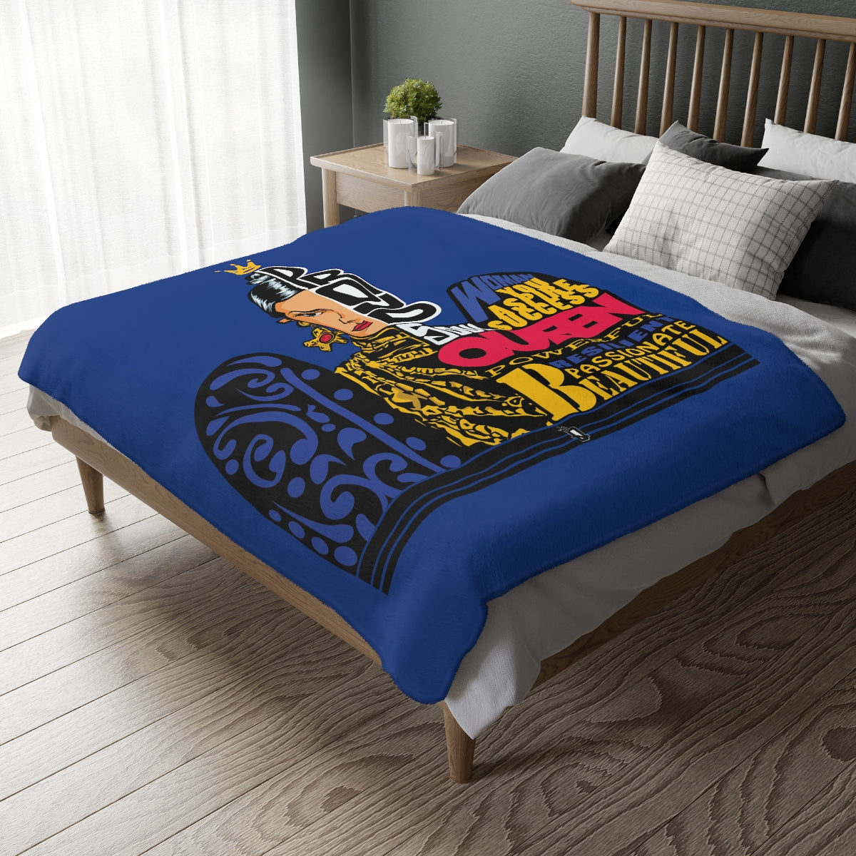 Blue Proud Queen Velveteen Minky Blanket (Two-sided print)