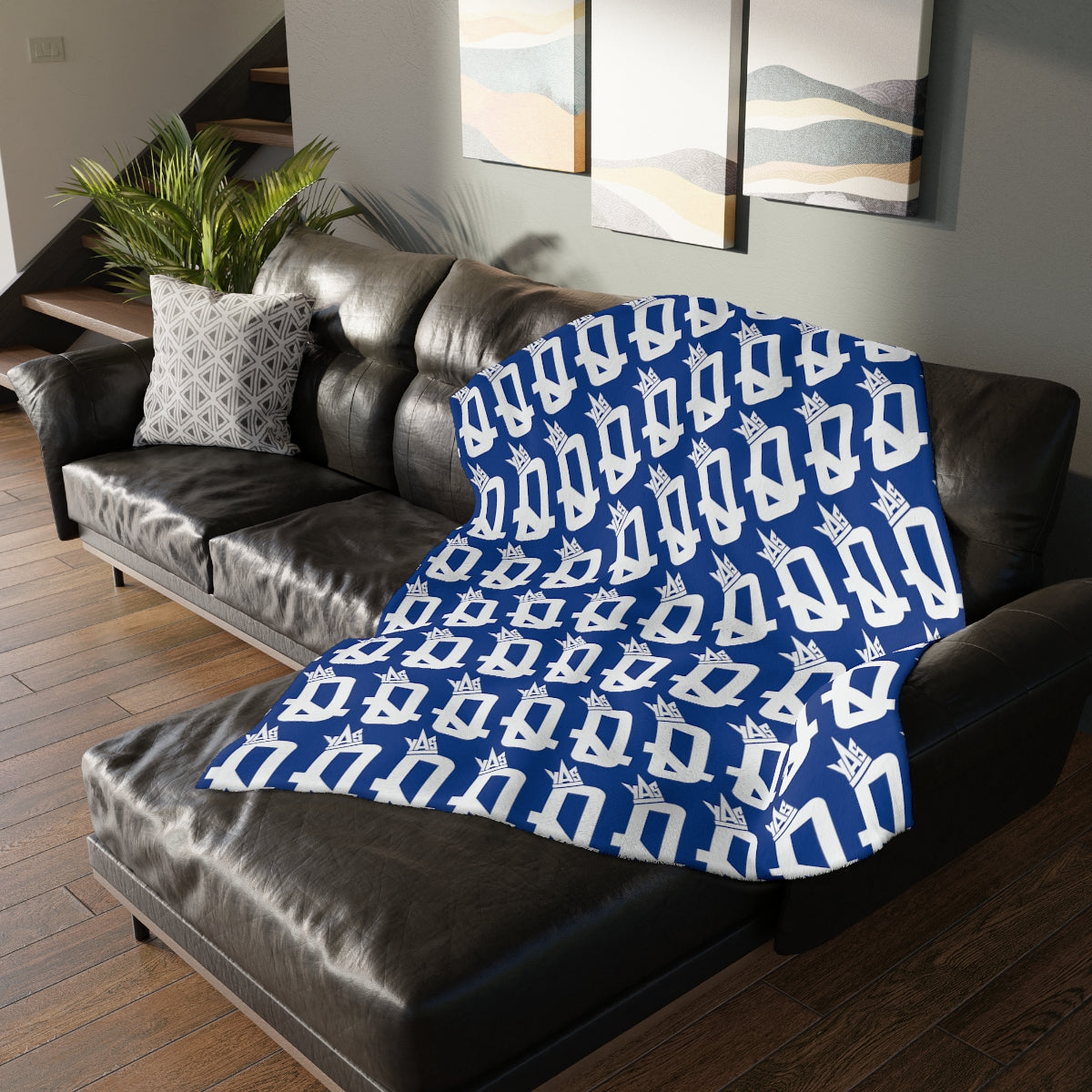 Blue Brown Skin Ladies Velveteen Minky Blanket (Two-sided print)