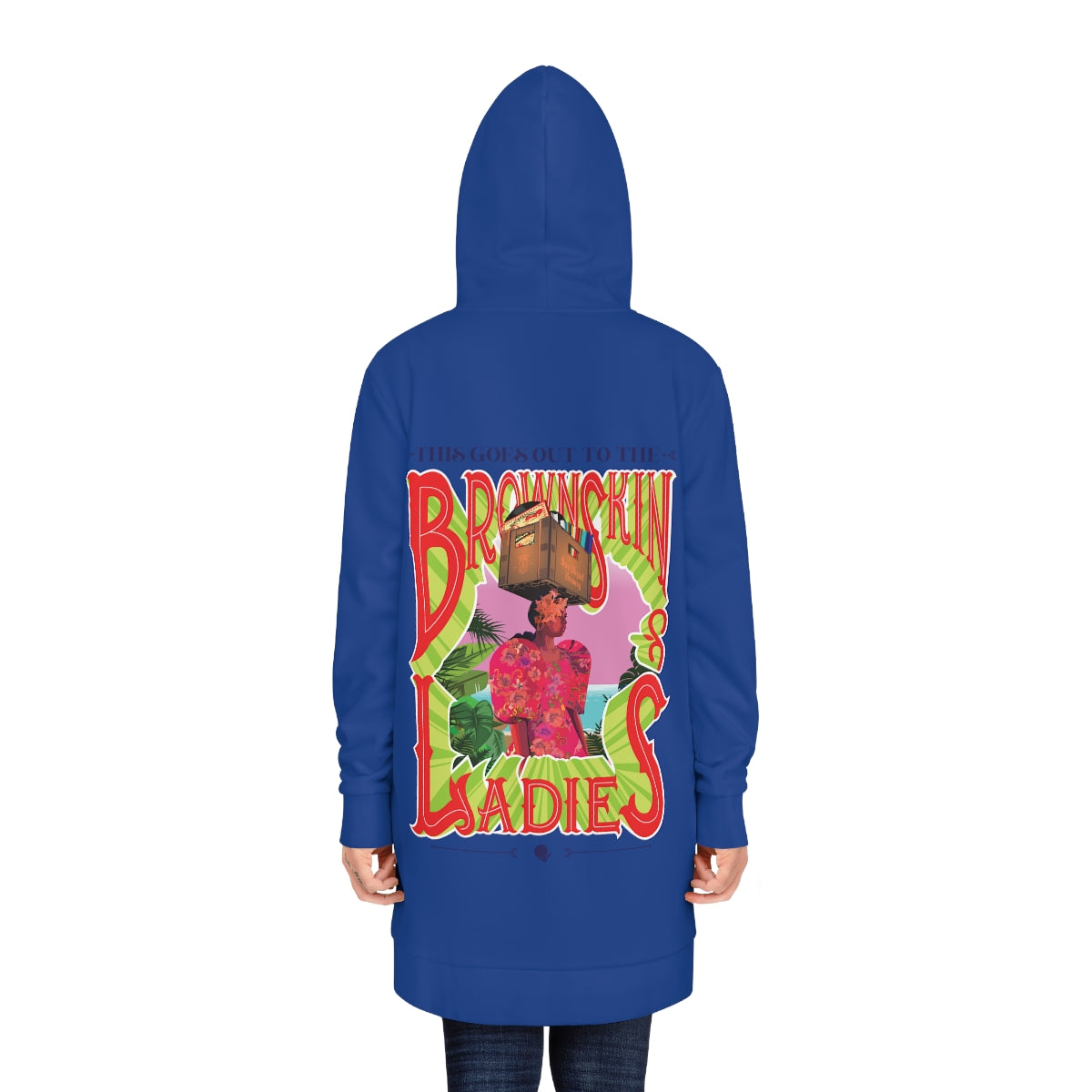 Blue Brown Skin Ladies Hoodie Dress