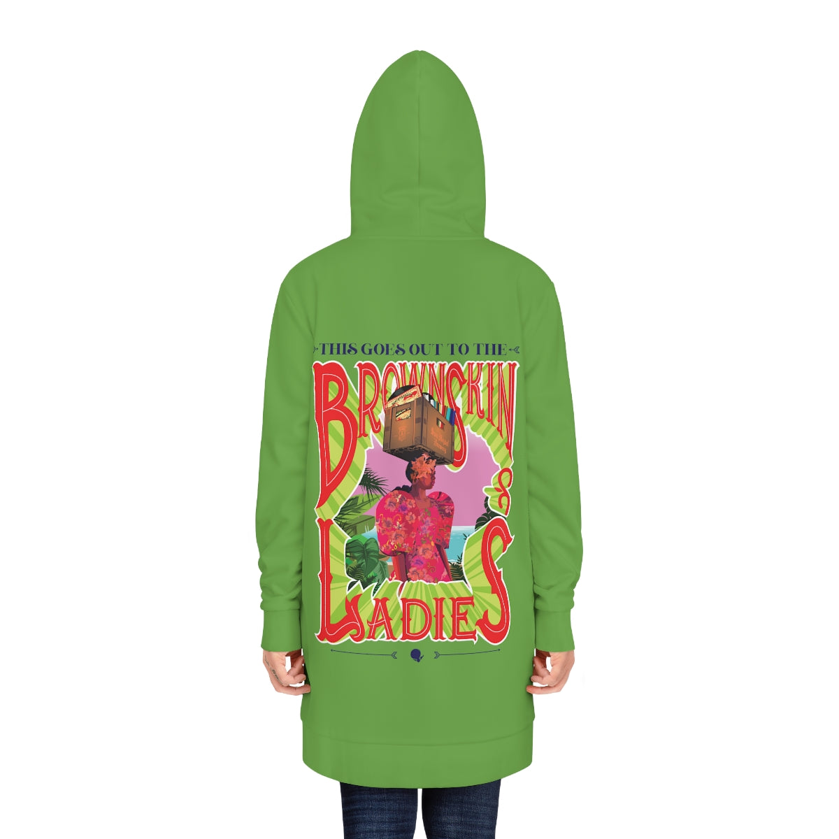Green Brown Skin Ladies Hoodie Dress