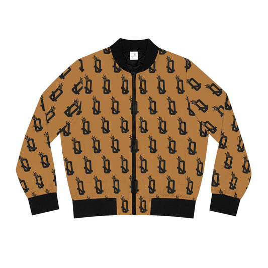 "Empowered and Bold" YAS Q King Lion Fitted Bomber Jacket (TAN)
