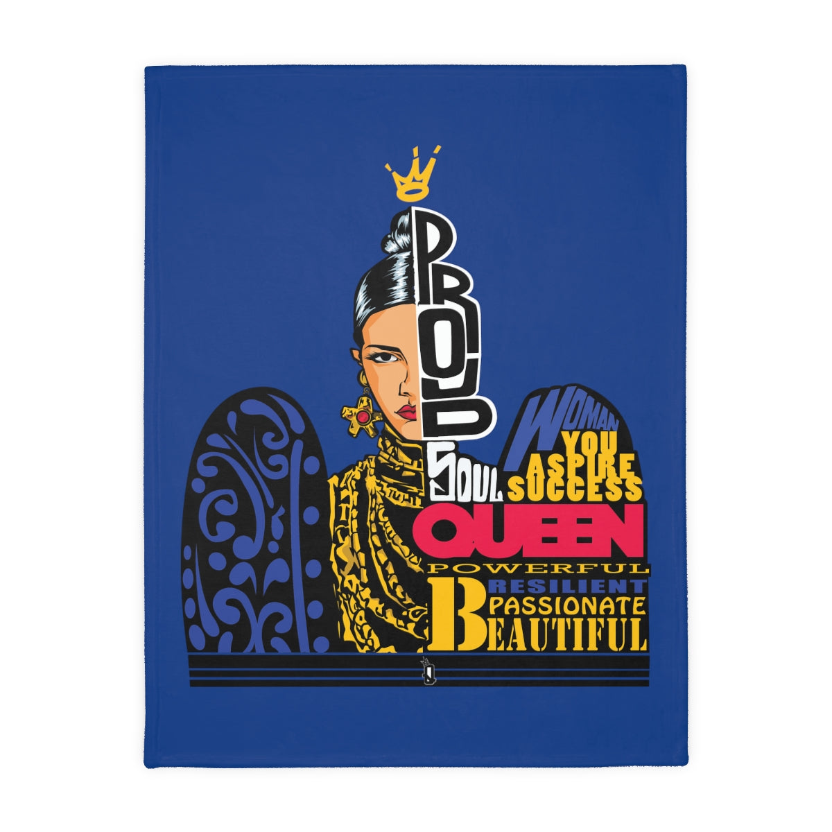 Blue Proud Queen Velveteen Minky Blanket (Two-sided print)