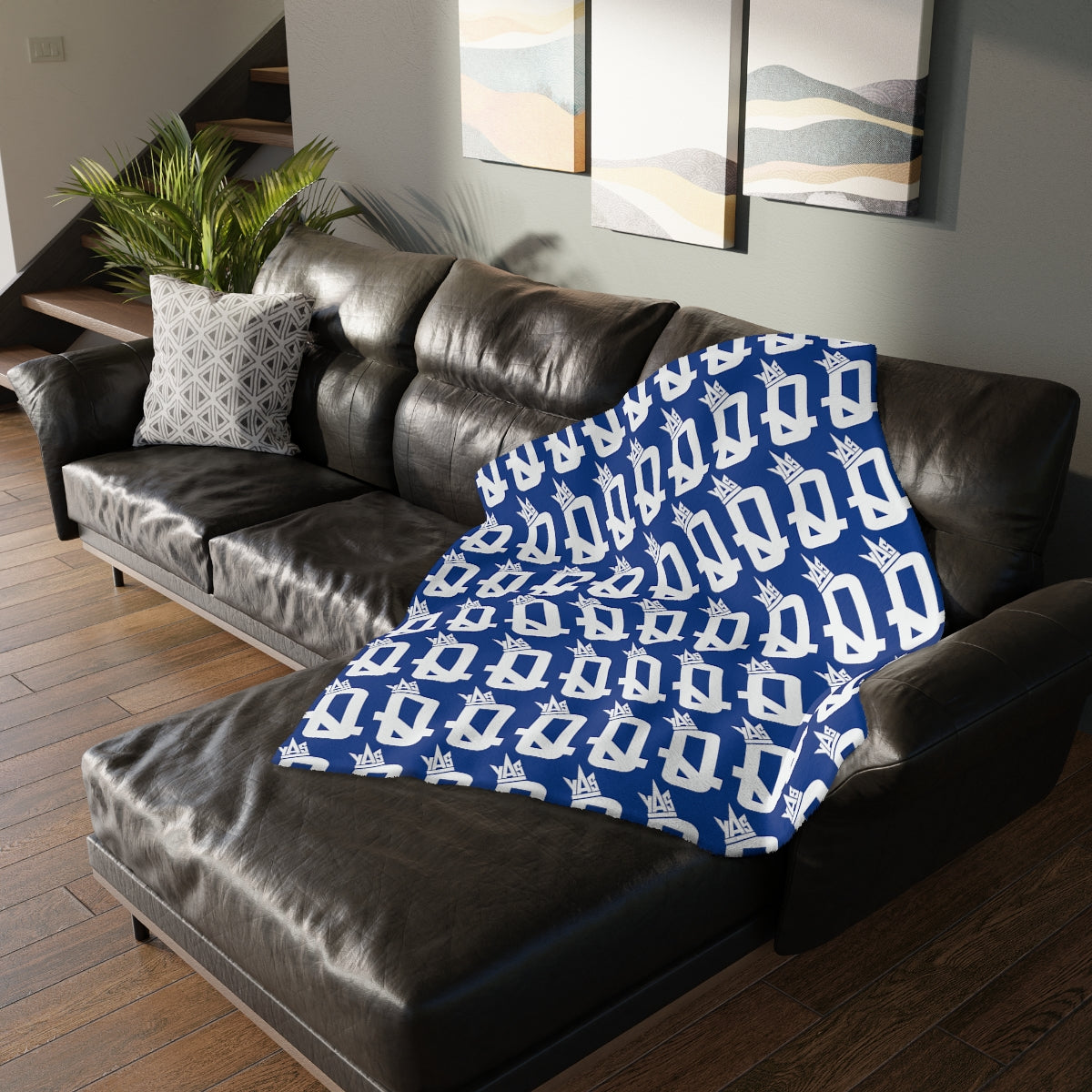 Blue Brown Skin Ladies Velveteen Minky Blanket (Two-sided print)