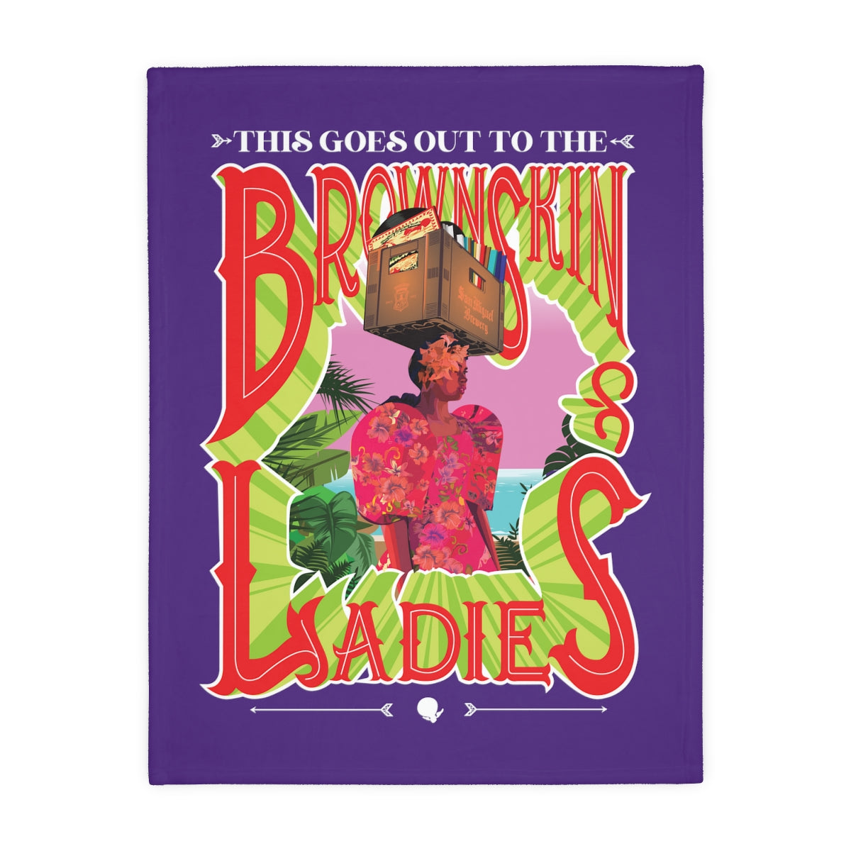 Purple Brown Skin Ladies Velveteen Minky Blanket (Two-sided print)