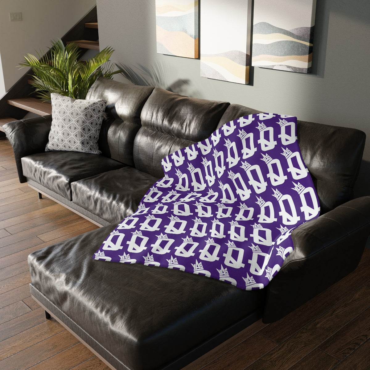 Purple Brown Skin Ladies Velveteen Minky Blanket (Two-sided print)