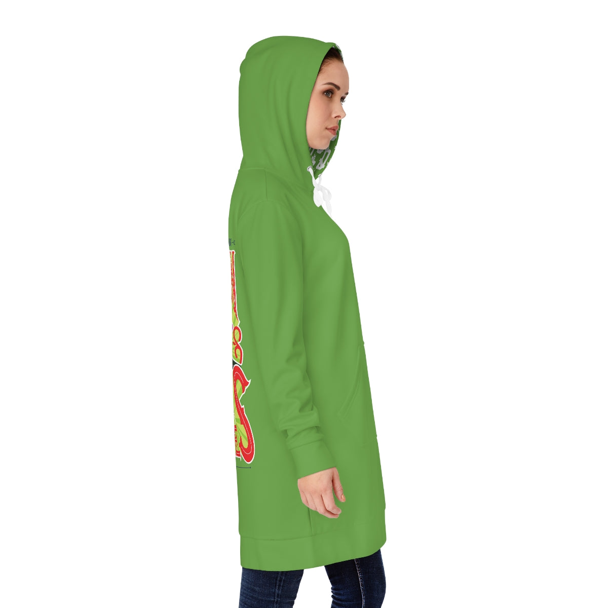 Green Brown Skin Ladies Hoodie Dress