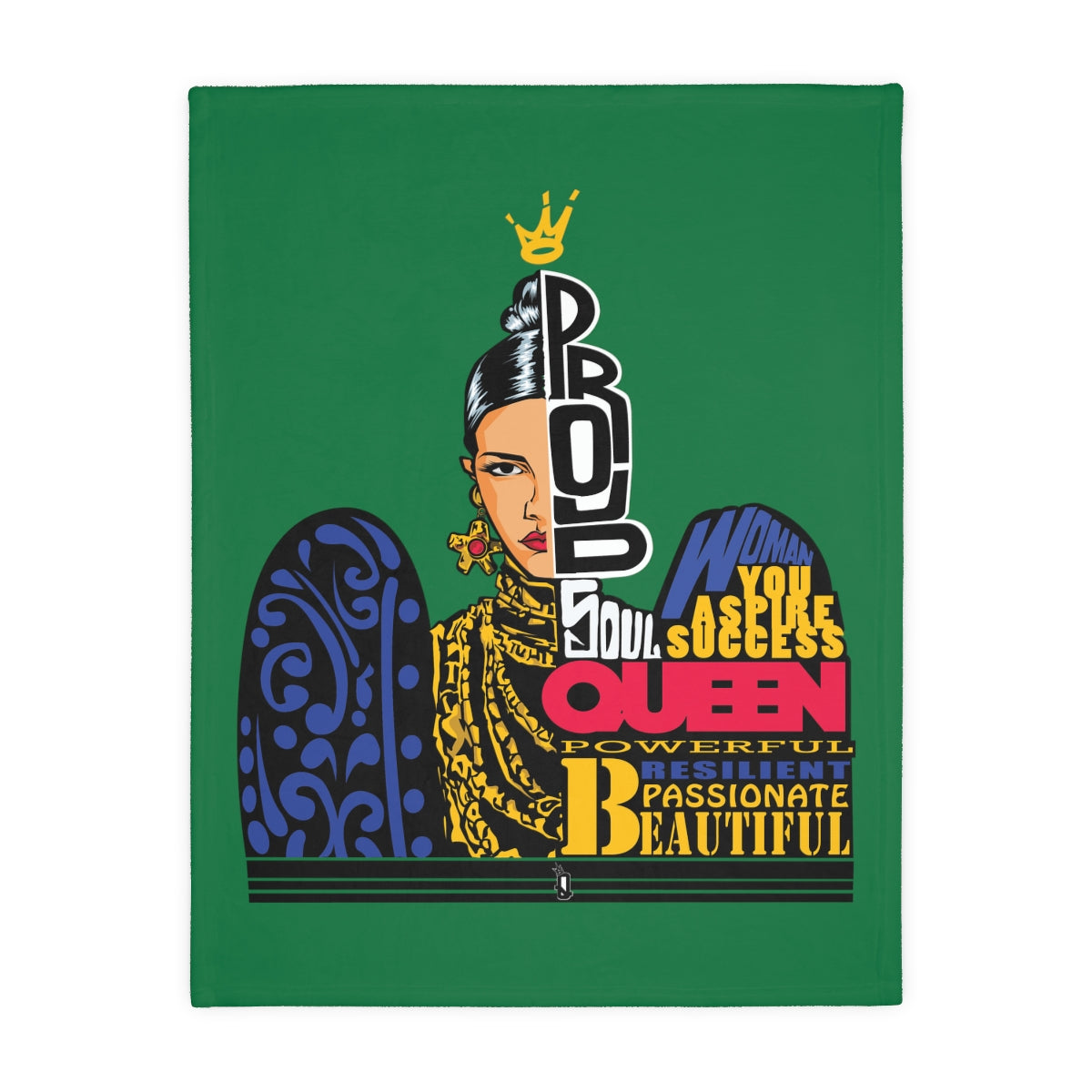 Green Proud Queen Velveteen Minky Blanket (Two-sided print)
