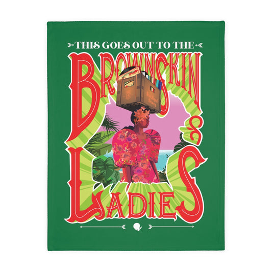 Green Brown Skin Ladies Velveteen Minky Blanket (Two-sided print)