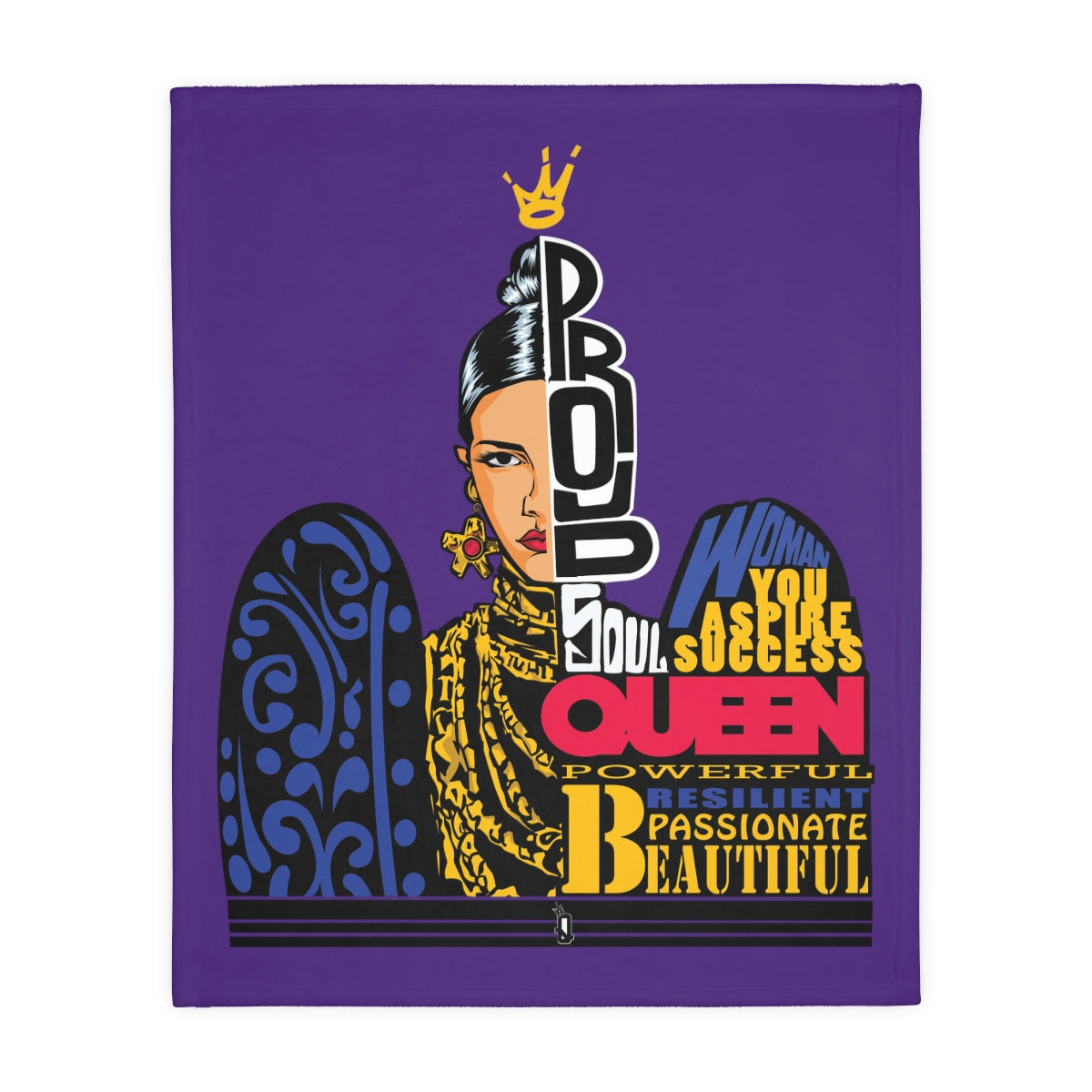 Purple Proud Queen Velveteen Minky Blanket (Two-sided print)