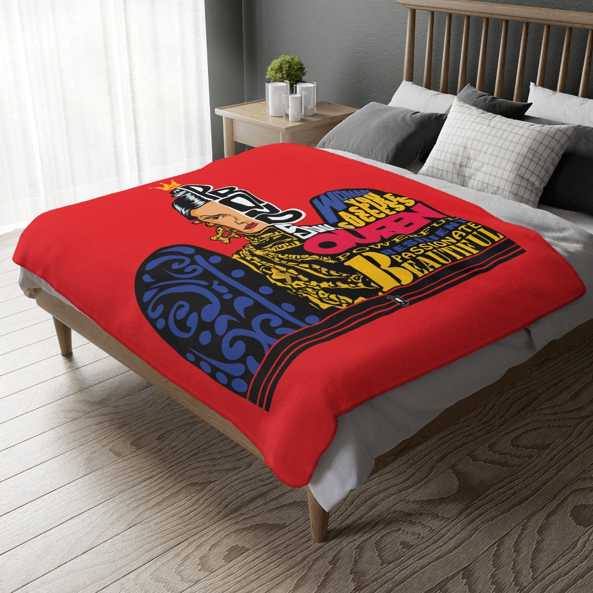 Red Proud Queen Velveteen Minky Blanket (Two-sided print)
