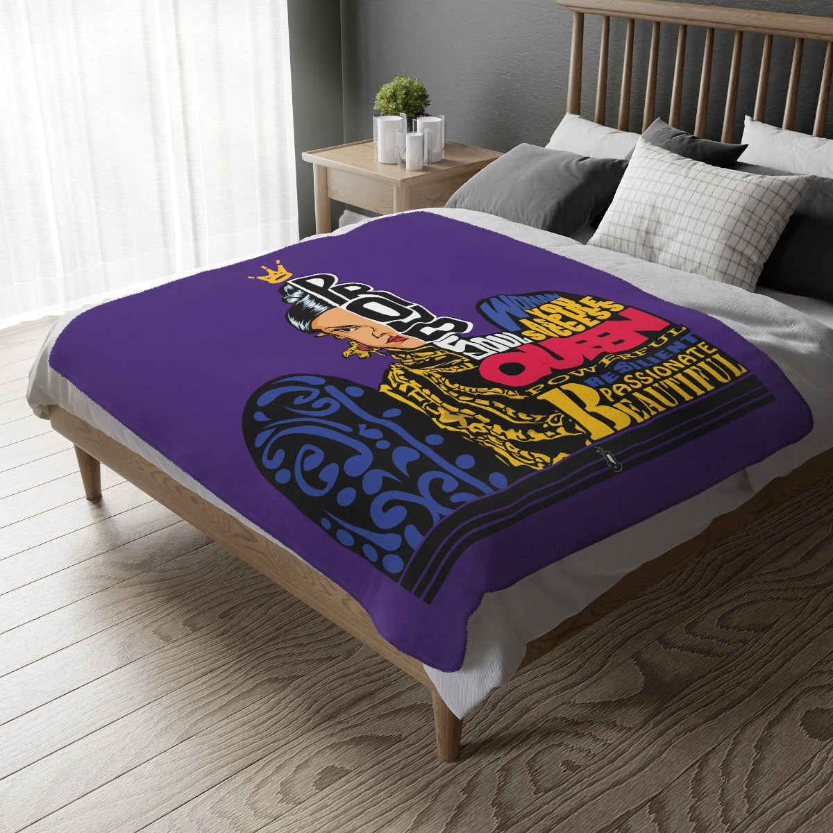 Purple Proud Queen Velveteen Minky Blanket (Two-sided print)