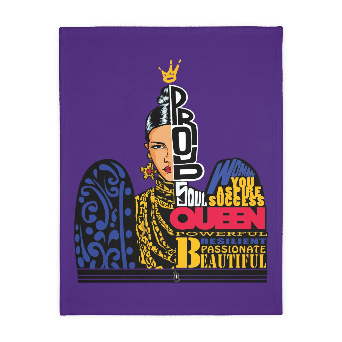 Purple Proud Queen Velveteen Minky Blanket (Two-sided print)