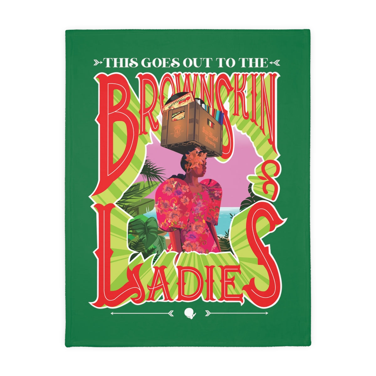 Green Brown Skin Ladies Velveteen Minky Blanket (Two-sided print)
