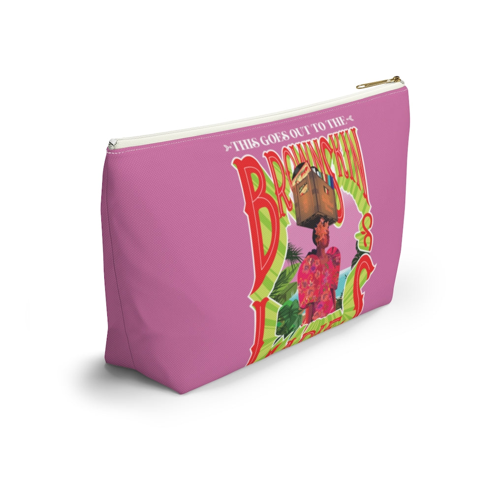 Brown Skin Ladies (Pink) Accessory Pouch w T-bottom