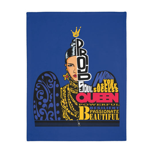 Blue Proud Queen Velveteen Minky Blanket (Two-sided print)