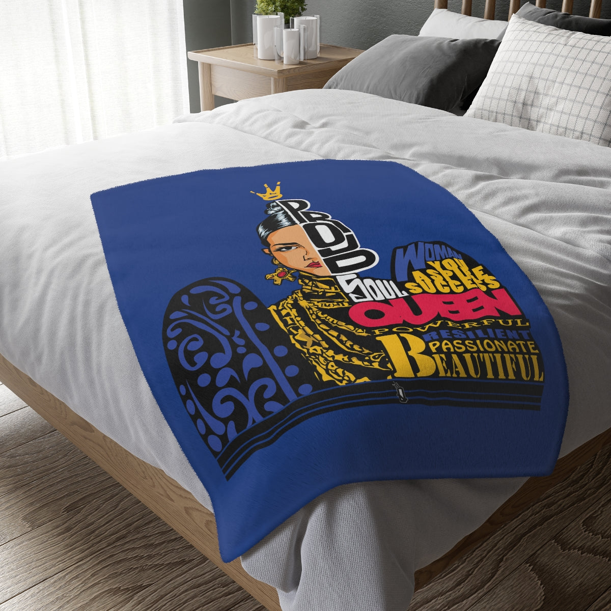 Blue Proud Queen Velveteen Minky Blanket (Two-sided print)