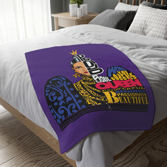 Purple Proud Queen Velveteen Minky Blanket (Two-sided print)