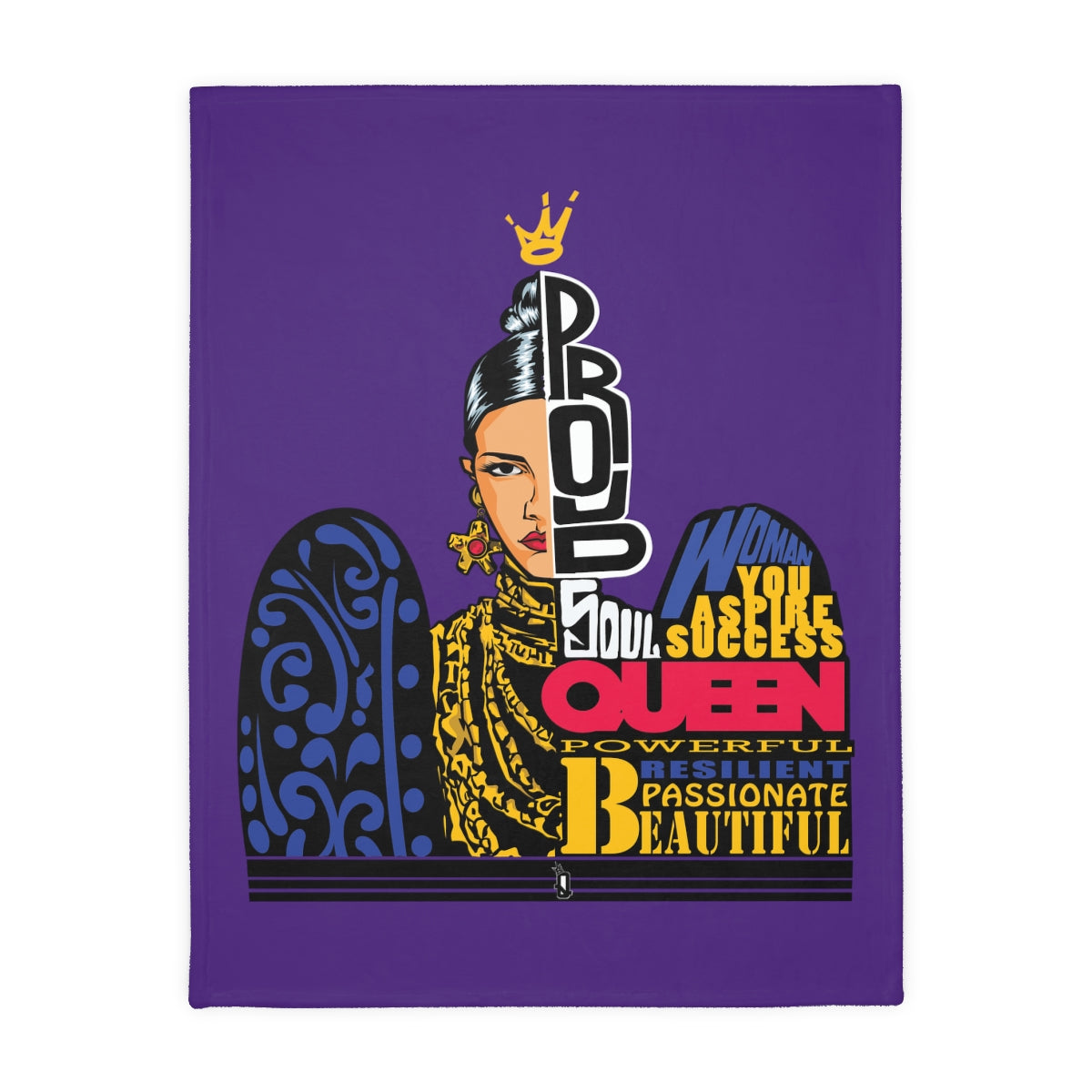 Purple Proud Queen Velveteen Minky Blanket (Two-sided print)