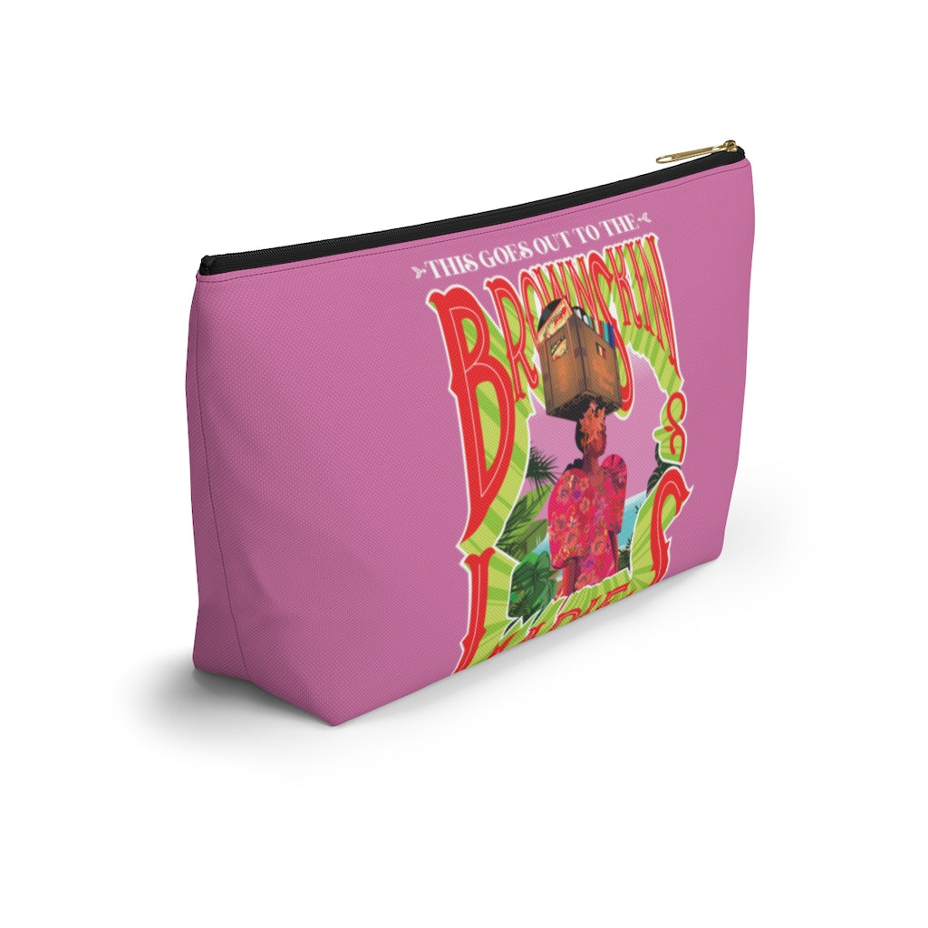 Brown Skin Ladies (Pink) Accessory Pouch w T-bottom